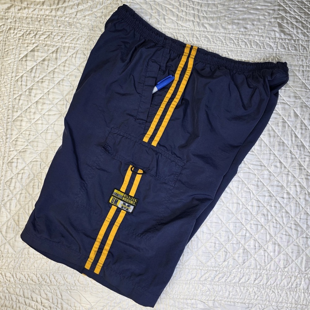 Vintage Starter Team University of Michigan Mens XL Cargo Shorts 90s Y2K Track